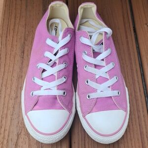 Girl's Youth Pink & White Lace-Up Converse Sneakers Size 3